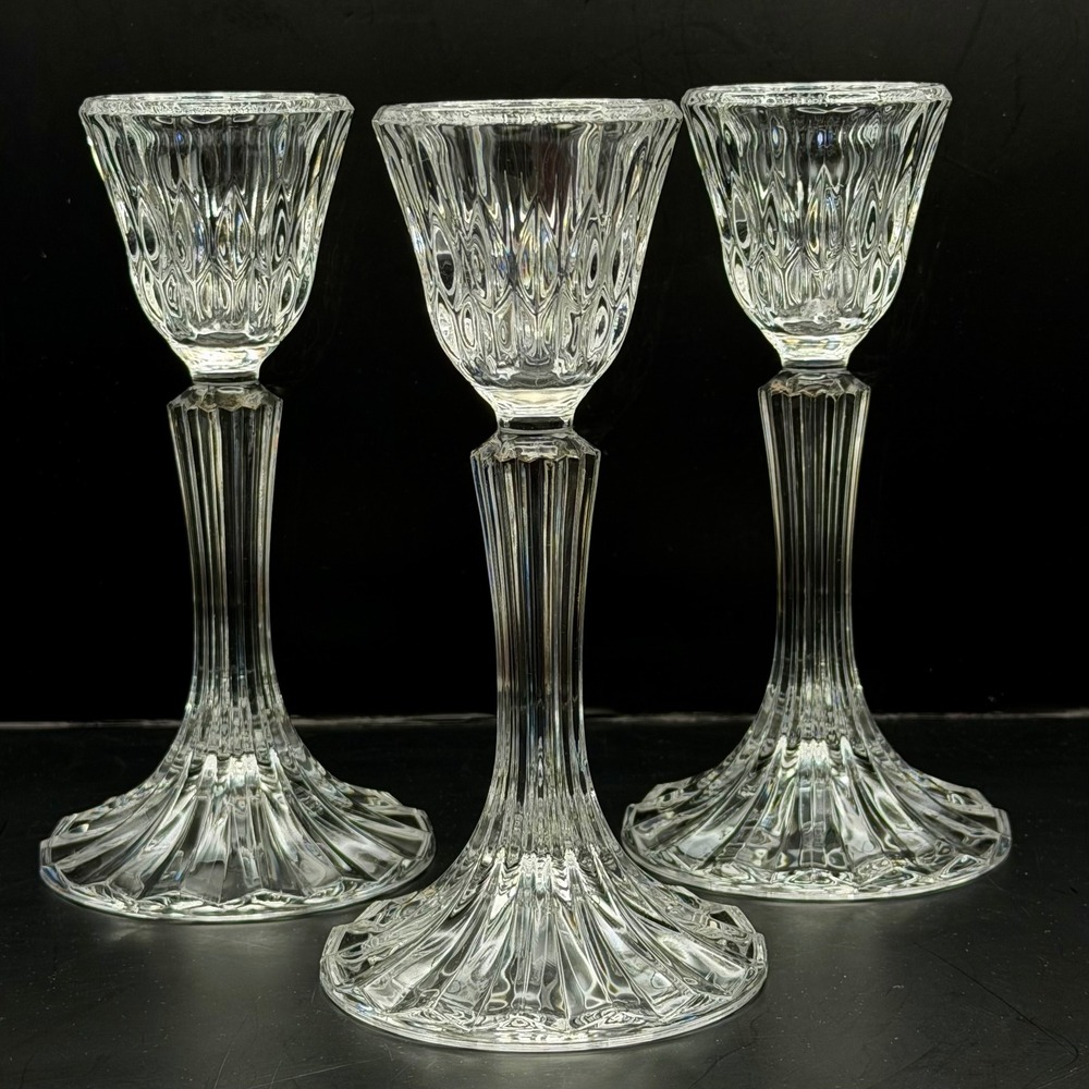 Cristal‎ D'Arques Bretagne Crystal Candle Holders Set of 3 Clear Home Decor OS